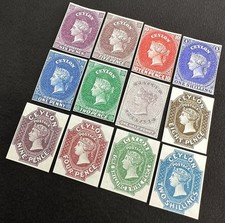 Ceylon 1857-1859 QV Victoria Complete Impref Set MNH Reproduction Stamp sv