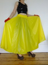 PVC Maxi Skirt Full Circle Vinyl Roleplay Plastic Clothing Retro Long Yellow