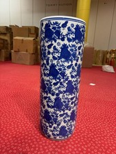 Chinese Flower Design Umbrella Holder - Blue - 24"