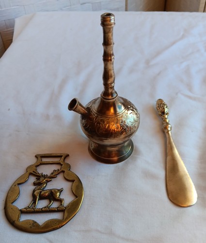 Brass unusual pot flat - brass,