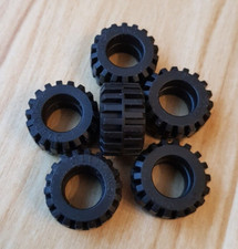 LEGO 87697 Black Tire 21mm D. x 12mm - Offset Tread Small Wide (Pack of 6) New!