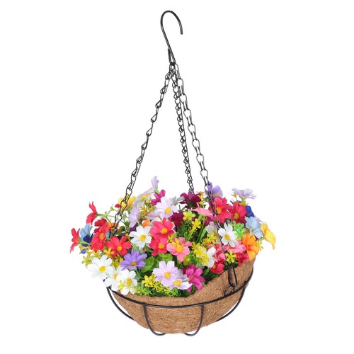 Fake flower basket hanging - basket,