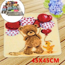 45*45CM Latch Hook Kit Mat Embroidered Cushion Bear Handmade Embroidery Rug DIY