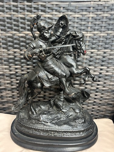 Antique spelter knight - antique, on