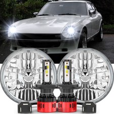 Black Pair 7inch Round LED Headlights Hi/Lo Beam For Datsun 280ZX/240Z/260Z/280Z
