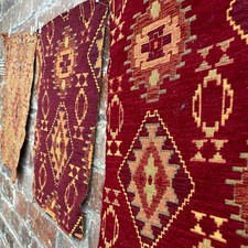 Tribal Kilim Chenille Jacquard Upholstery Fabric For Cushions & Curtains Per M