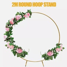 2M Round Hoop Balloon Arch Backdrop Flower Gold Display Stand Frame Wedding Hot