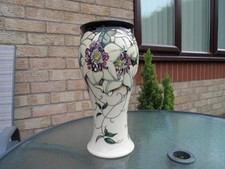 MOORCROFT  POTTERY.  LAND OF FLOWERS PATTERN VASE.  A/F,  SMALL CHIP ON BASE