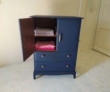 Vintage Linen cupboard / tallboy storage, navy blue