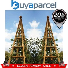 2 x Smart Garden Tan Wooden Woodland Obelisk 1.5m Plant Support Pine