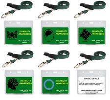 Hidden Disability Awareness Card With Green Lanyard & Pocket With Contact Detail