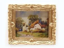 Dolls House Picture Cottage Scene Gold Coloured Frame Miniature 1:12th Scale