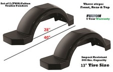 SET OF 2 (TWO) FULTON SINGLE AXLE TRAILER FENDERS 13" WHEELS TIRES SKIRT BOAT