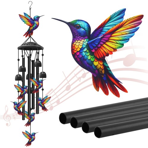 Hummingbird wind chimes black - chimes,
