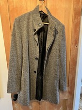 ZARA Men’s Grey Herringbone Wool Blend Coat Jacket Sz M (EUR M / USA M / MEX 40)