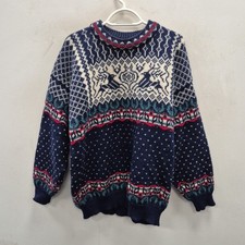 Dale of Norway Vintage Nordic Wool Xmas Jumper Sweater Reindeer Fair Isle Large