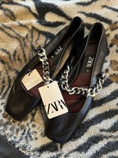 New Zara Black Leather & Chain