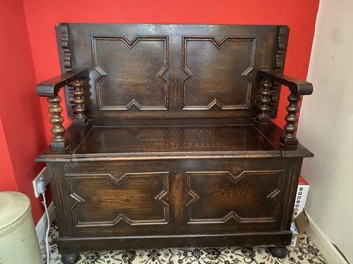 Antique oak monks bench - antique,