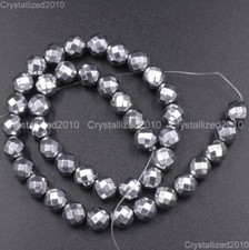 Hematite Gemstone Faceted Round Ball Beads Silver 2mm 3mm 4mm 6mm 8mm 10mm 16''