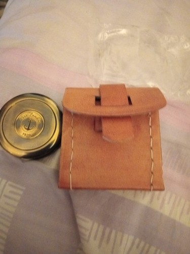 Brass compass with leather - compass,