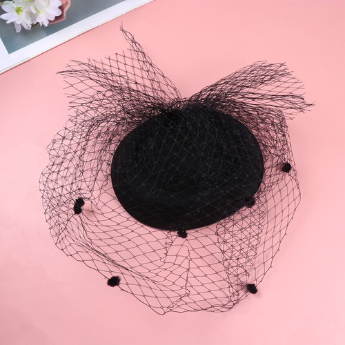 Vintage hat funeral veil black - hat,