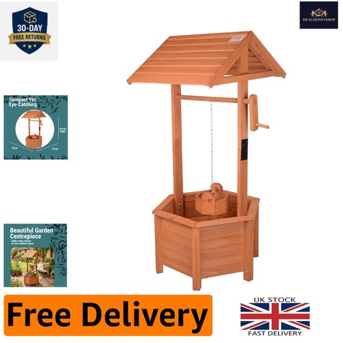 Wooden wishing well garden - wooden,