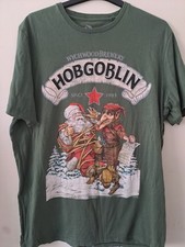 OFFICIAL WYCHWOOD BREWERY HOBGOBLIN & SANTA CHRISTMAS T-SHIRT - GREEN, SIZE L