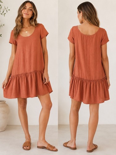 Aerie rust babydoll mini dress - aerie,