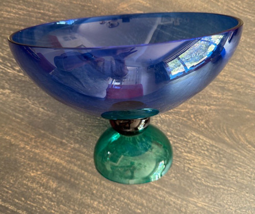 Glass pedestal bowl - glass,
