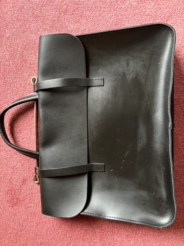 Black leather music bag - leather,