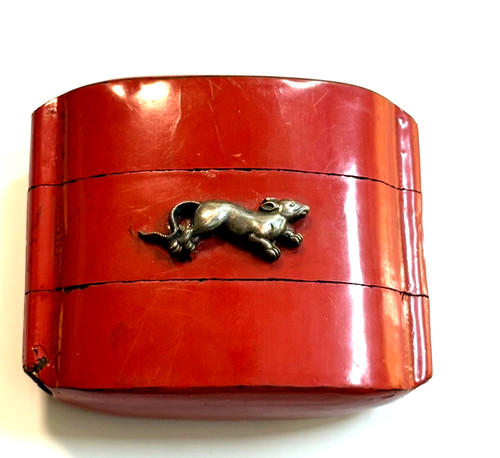 Mouse metalwork inro lacquer - mouse,