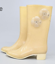 Chanel Camellia Coco Mark Glitter Long High-Cut Rain Boots SIZE 38 From Japan