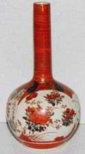 Antique Japanese Kutani Bottle Vase Meiji Period Signed Hand Painted Gilt 6 inch