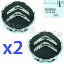GENUINE CITROEN Berlingo DS4 Nemo C6 C8 Black Alloy Wheel Centre Caps 9406H6 x 2