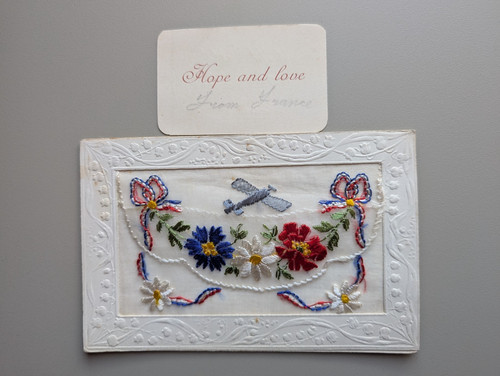 Old silk postcard - old,