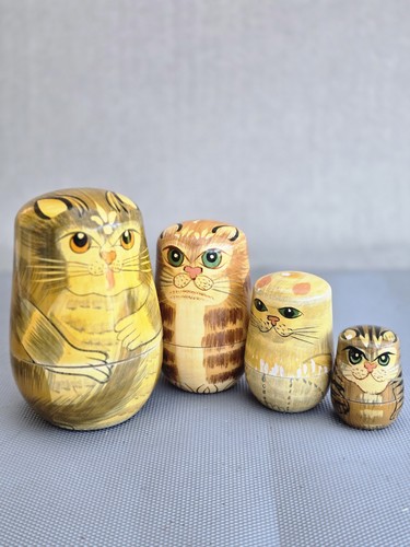 Vintage cat nesting dolls set - vintage,