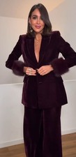 ZARA VELVET BLAZER WITH FAUX FUR CUFFS BURGUNDY NEW FW25/26 XS-XL REF. 9760/816