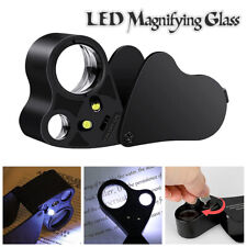 30X 60X Pocket Jewellers Eye Loupe Magnifier Jewelry Magnifying Glass LED Light
