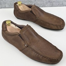 Wrangler leather loafer shoes size UK 9 eu43 Brown Slip on men’s Used Worn Shoes