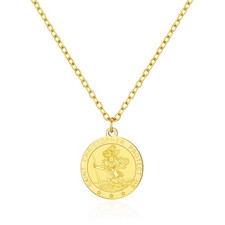Men's Gold Plated Stainless Steel St Christopher Necklace