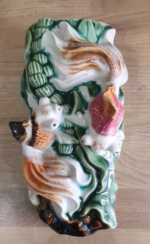 Vintage majolica fish wall - majolica,