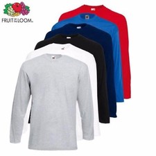 1 3 5 Pack Fruit of the Loom Long Sleeve T Shirt Plain Tee Shirt Top Sale Lot