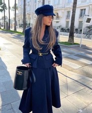 ZARA NEW WOMAN WOOL BLEND TAILORED BLAZER JACKET NAVY BLUE Size S 2336/408