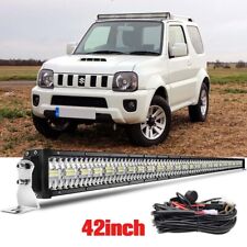 Fit Suzuki Jimny Roof 42" LED Light Bar Tri-Row Spot Flood Offroad Driving +Wire