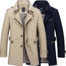 UK Style Men Warm Long Trench