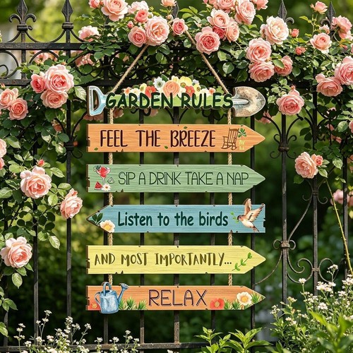 Square wood sign - wood, garden