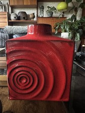 Vintage West German Pottery Steuler Zyklon Vase 191 / 15 In Red - Carl Zalloni