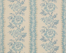 COLEFAX AND FOWLER CURTAIN FABRIC Lincoln Damask 8.7 MTRS AQUA/CREAM LINEN BLEND