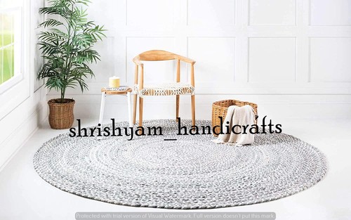 Natural rug braided round - rug,