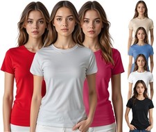 3,5,7 Pack Womens Plain T Shirts Cotton Fitted Ladies Short Sleeve Shirt Top